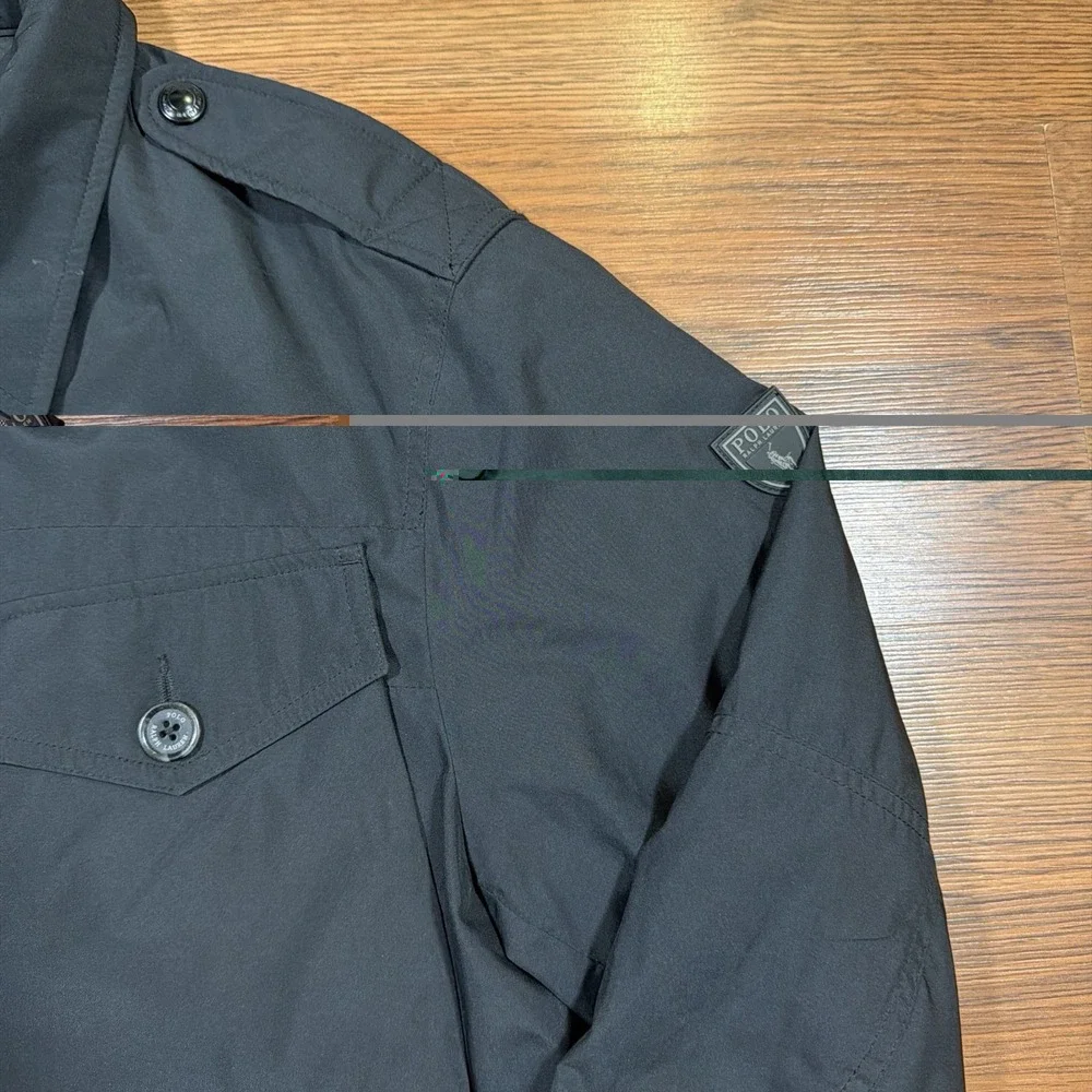Polo Ralph Lauren Jacket Mens M Black Oxford Field Water Repellant Military